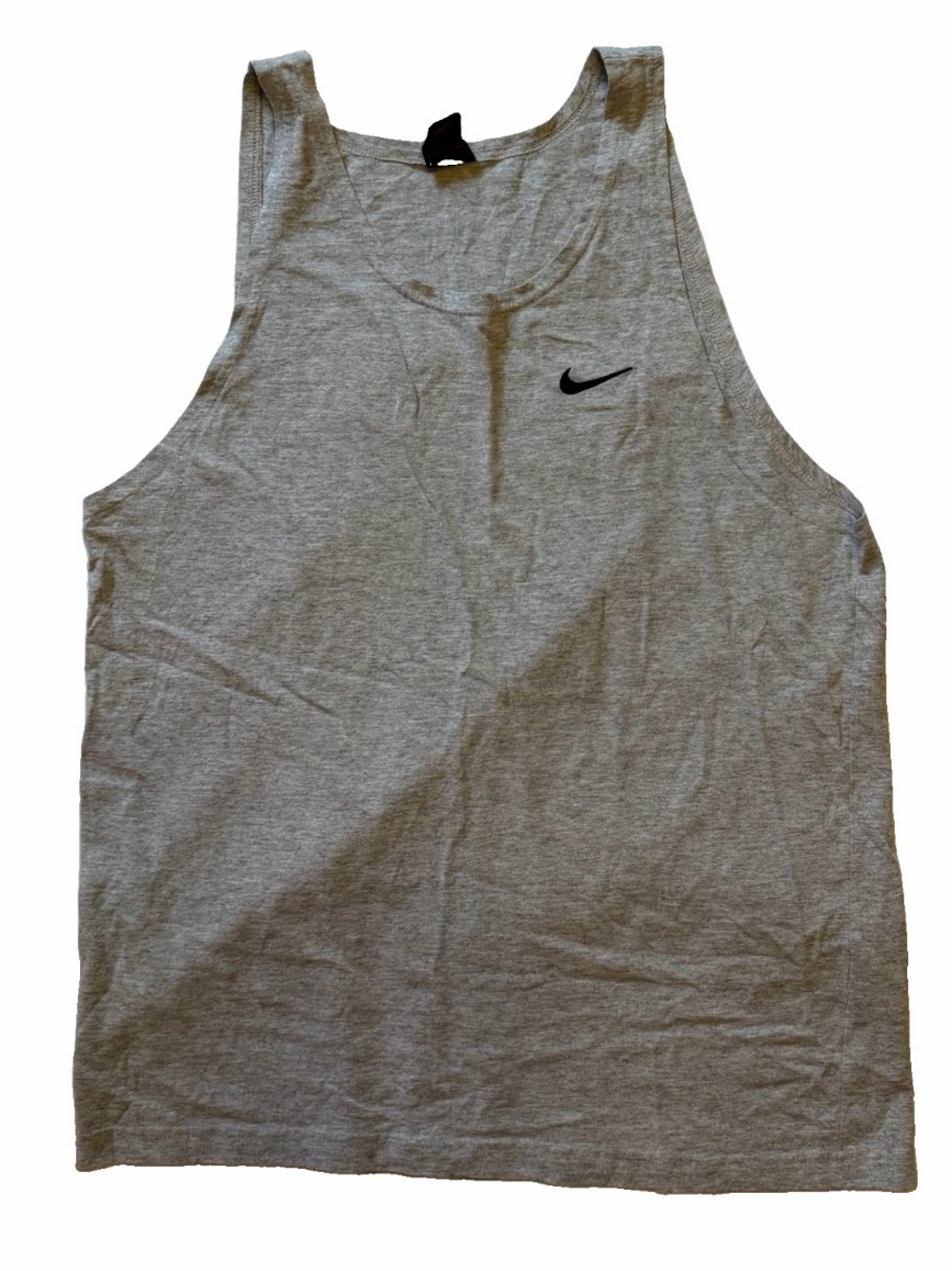 Vintage Nike Men’s Light Grey Muscle Tank with Black Swoosh